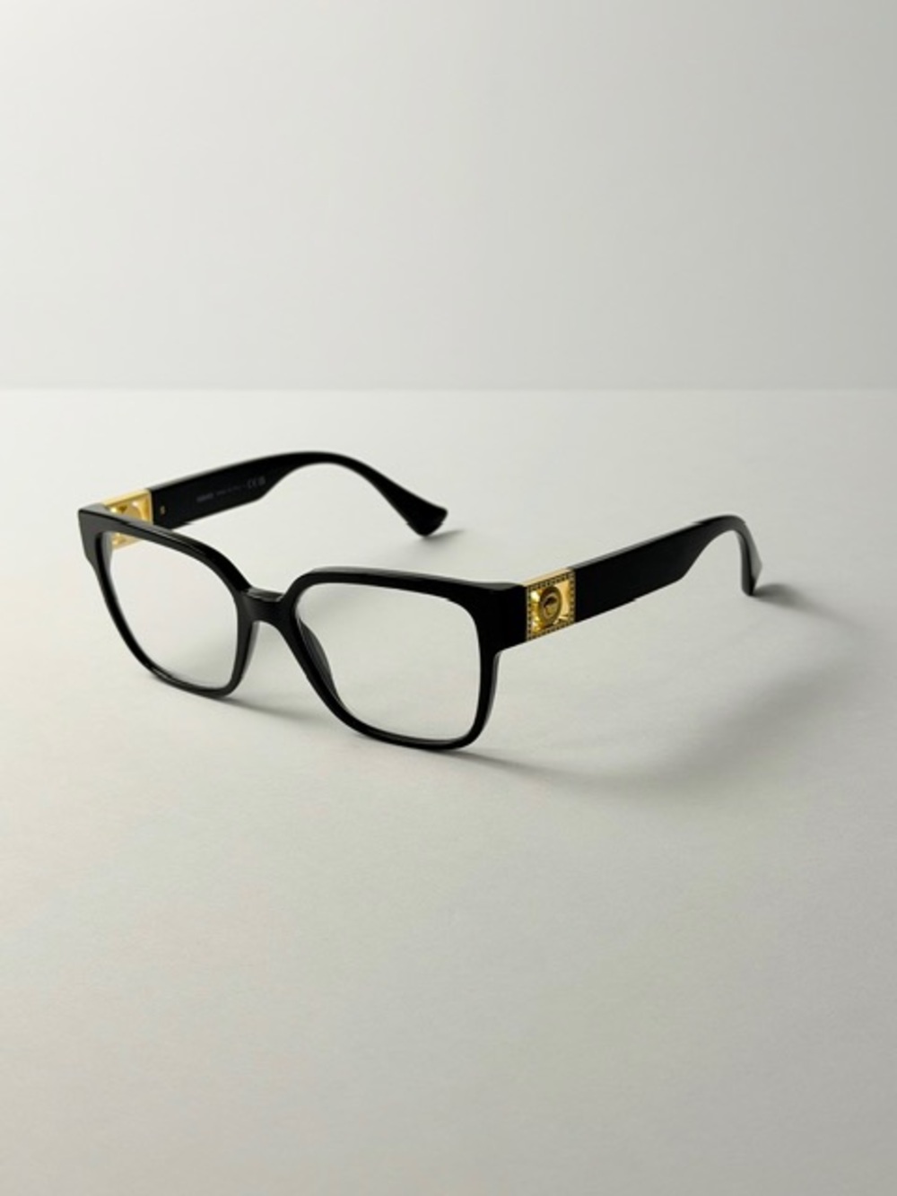 Versace Mod 3329-B GB1 Black Square Frame Glasses w/ Gold Accent New Authentic